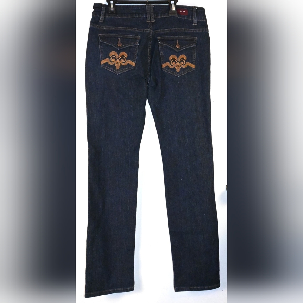 U-51 Jeans Size 11/12 (31X30.5) Dark Denim Bronze Embroidery & Buttons 5pkts.